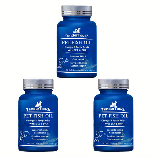 180 Capsules(3 Pack x 60 Capsules) Amazing Omega 3 Fish Oil for Dogs and Cats - Omega 3 for Dogs and Cats Shedding