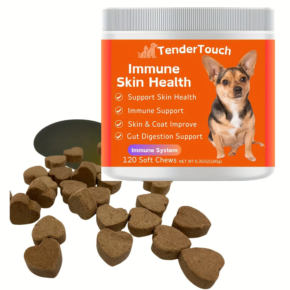 120 Chews - 1 Pack (1 x 180g/6.35oz) 180g/6.35oz - TenderTouch Allergy & Immune Supplement for Dogs  - Dog Allergy Support