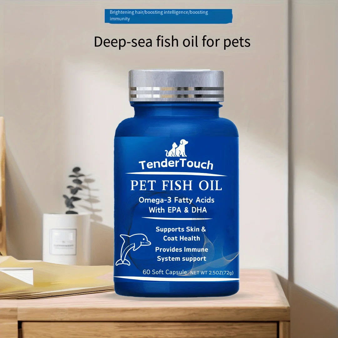 60 Capsules Amazing Omega 3 Fish Oil for Dogs and Cats - Omega 3 for Dogs and Cats Shedding and Skin Health For Dog Dry Skin
