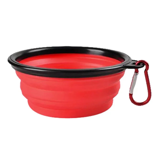 Collapsible Pet Silicone Dog Food Water Bowl Outdoor Camping Travel Portable Folding Pet Bowl Dishes with Carabiner Pet Supplies