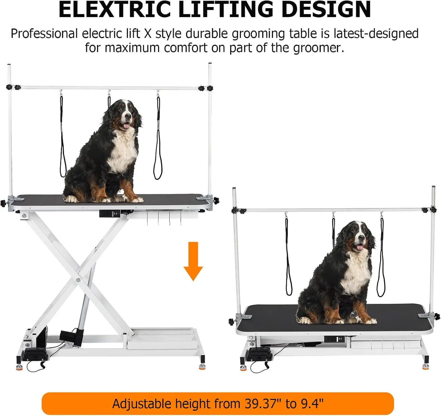 50Inch Electric Pet Grooming Table, (9"- 40") Height Adjustable X-Type Electric Lift Dog Grooming Table for Large Dogs,