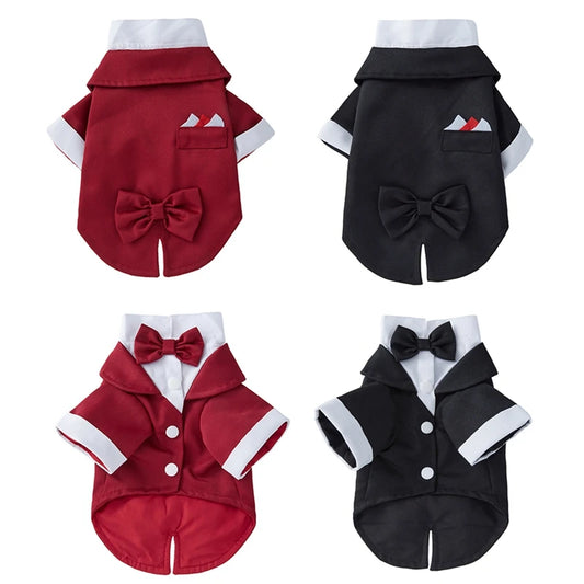 Pet Dog Tuxedo Formal Pet Wedding Party Suit for Small Medium Dogs Dog Boys Bow Tie Shirt Dog Cosplay Pet Dogs Gentleman Costume