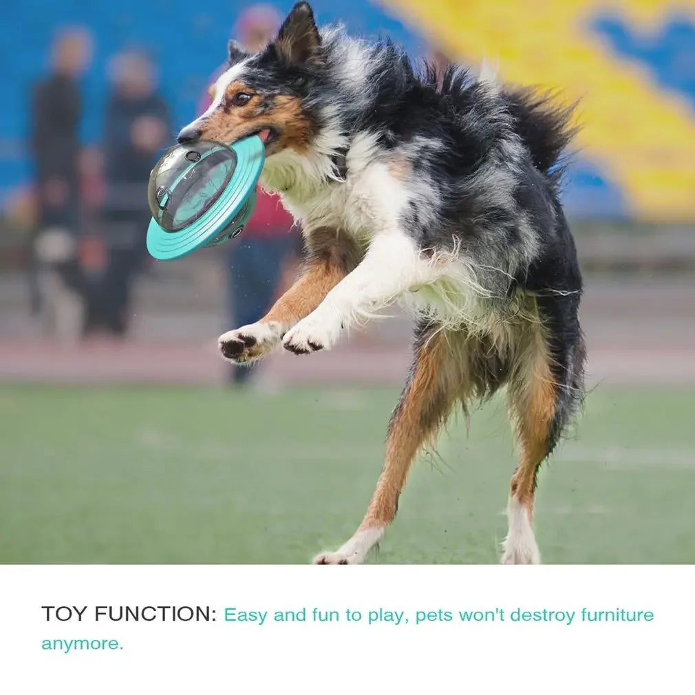 Flying Saucer Dog Game Flying Discs Toys Chew Leaking Slow Food Feeder Ball Puppy IQ Training Toy Anti Choke Puzzle Dogs