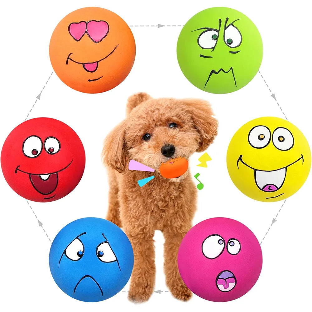 6Pcs Smile Face Squeaky Dog Toys Soft Latex Dog Squeaky Toys Bouncy Cute Face Pet Dog Toys for Small Medium Puppy Pet Dogs
