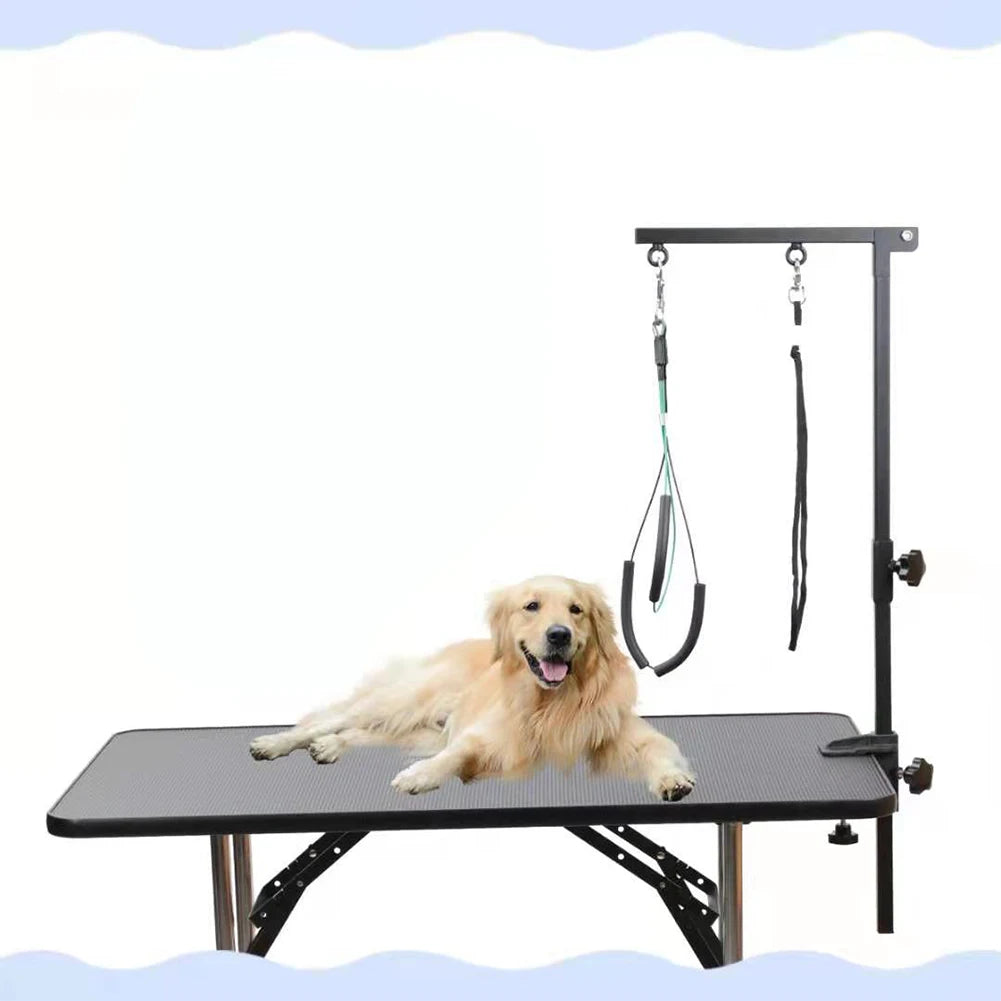 Dog Shower Stand Stainless Steel Pet Dog Grooming Table Bracket Arm with Restraint Rope Telescopic Pet Grooming Stand with Sling