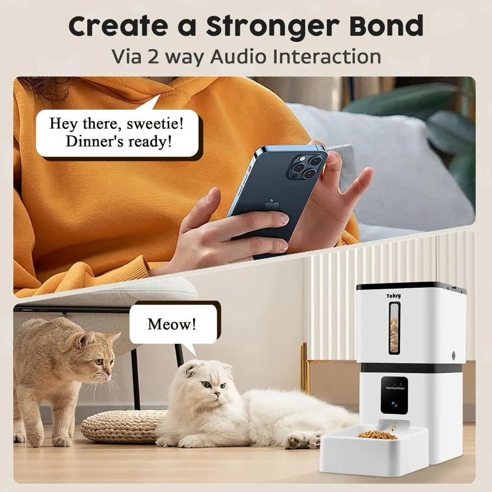 Automatic Feeder with Camera WiFi: 5G App Control Easy Setup Food Dispenser - HD 1080P Video Recording Timed Pet Feeder