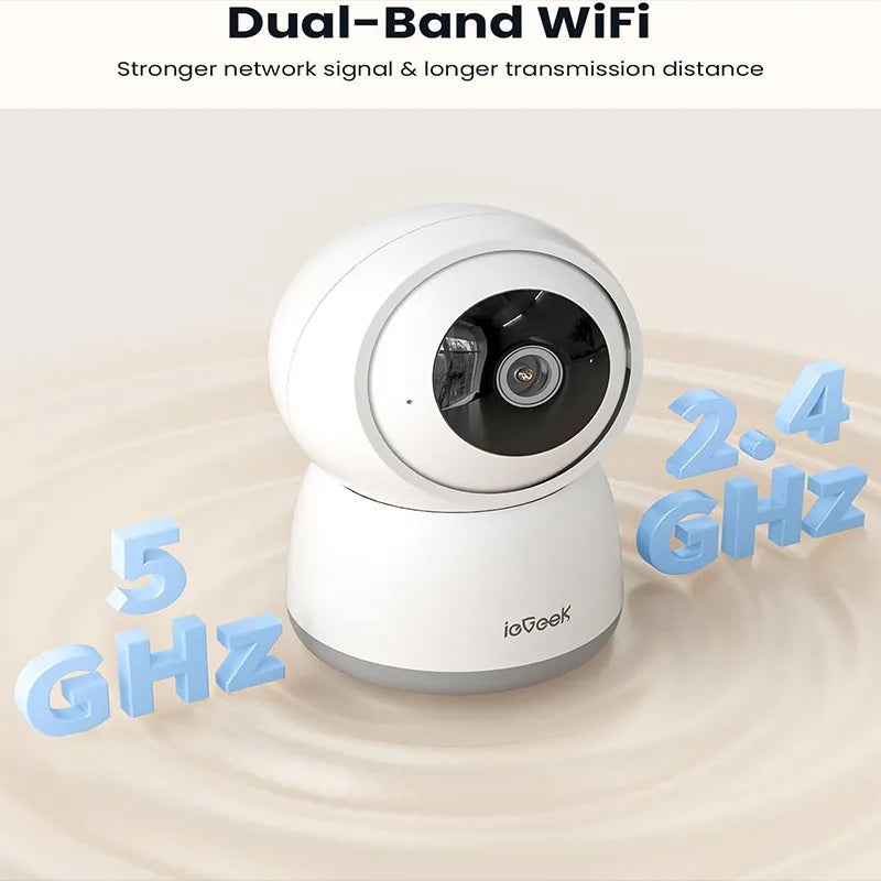 5MP Indoor Home Security Camera with 2.4/5GHz, WiFi Smart Pet Camera with App,Plug-In Night Vision, 360°PTZ, Two-way Talk