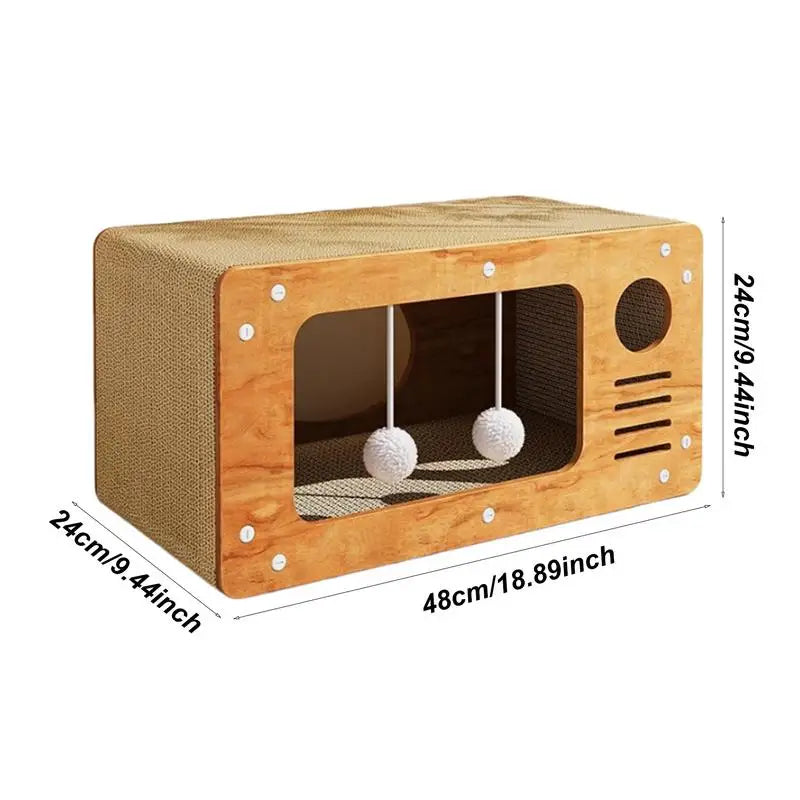 Cat House Cat Scratcher Farmhouse Corrugated Hideout Scratch Pad Cat Bed Lounge Scratch House Combo Large Space For Kitties To