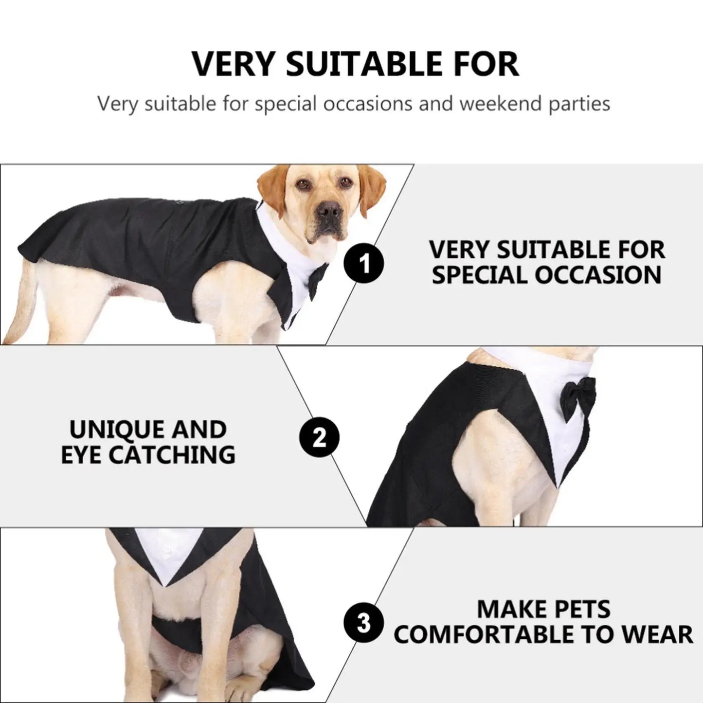 Dog Tuxedo Dog Suit and Bandana Set Party Shirt Exquisite Stitching Size XL