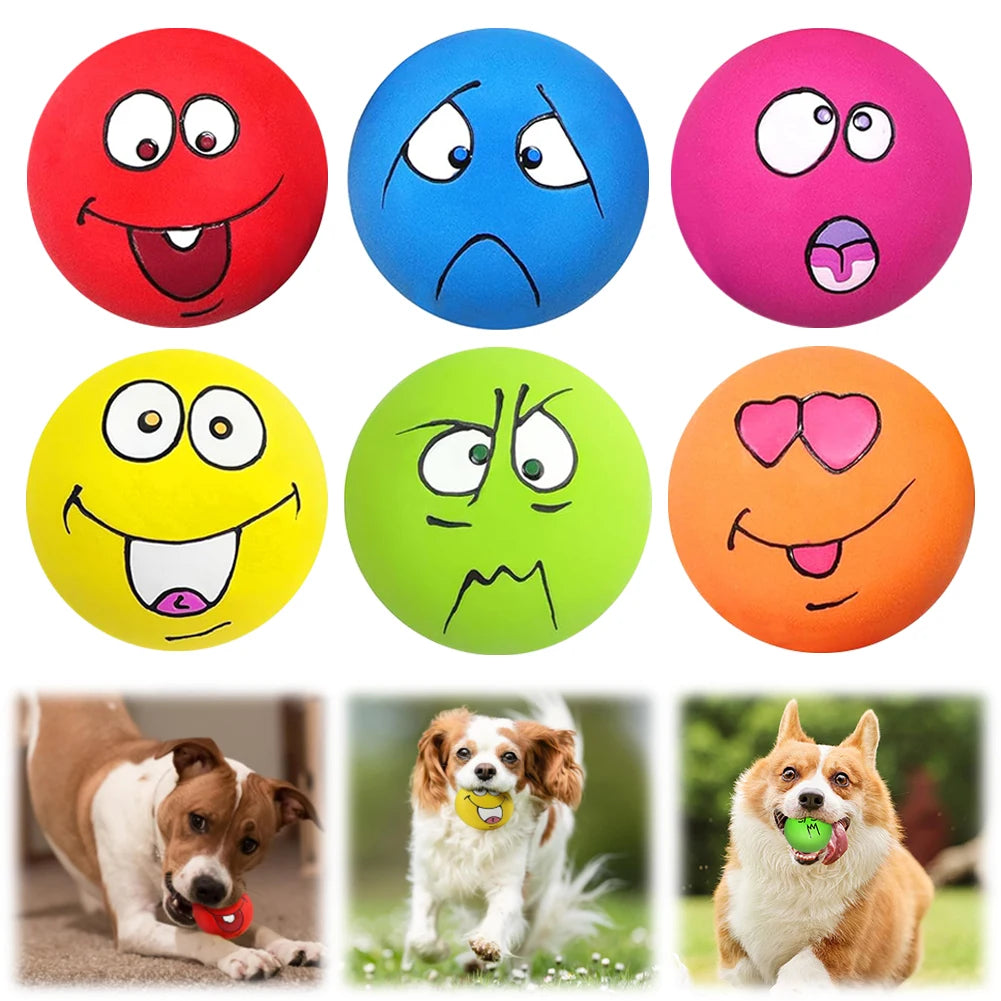 6Pcs Smile Face Squeaky Dog Toys Soft Latex Dog Squeaky Toys Bouncy Cute Face Pet Dog Toys for Small Medium Puppy Pet Dogs