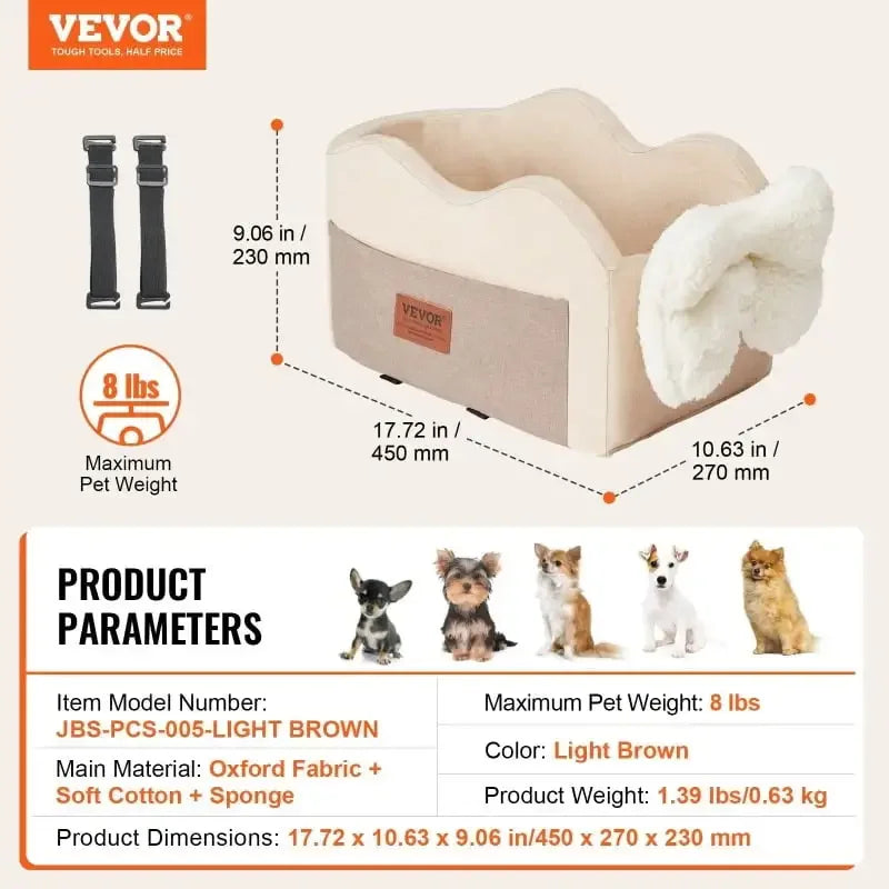 Center Console Dog Car Seat Dog Booster Car Seat for Small Dog 8 lbs