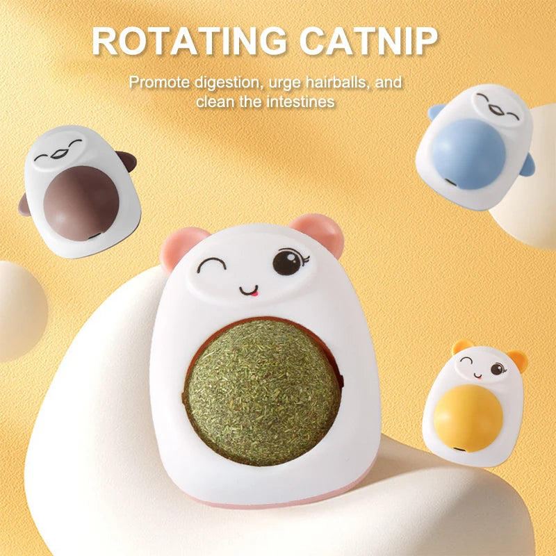Cartoon Catnip Ball Self-entertaining Rotating Ball Cat Toys Teeth Grinding Cat Catnip Toy Pet Interactive Toys Pet Supplies
