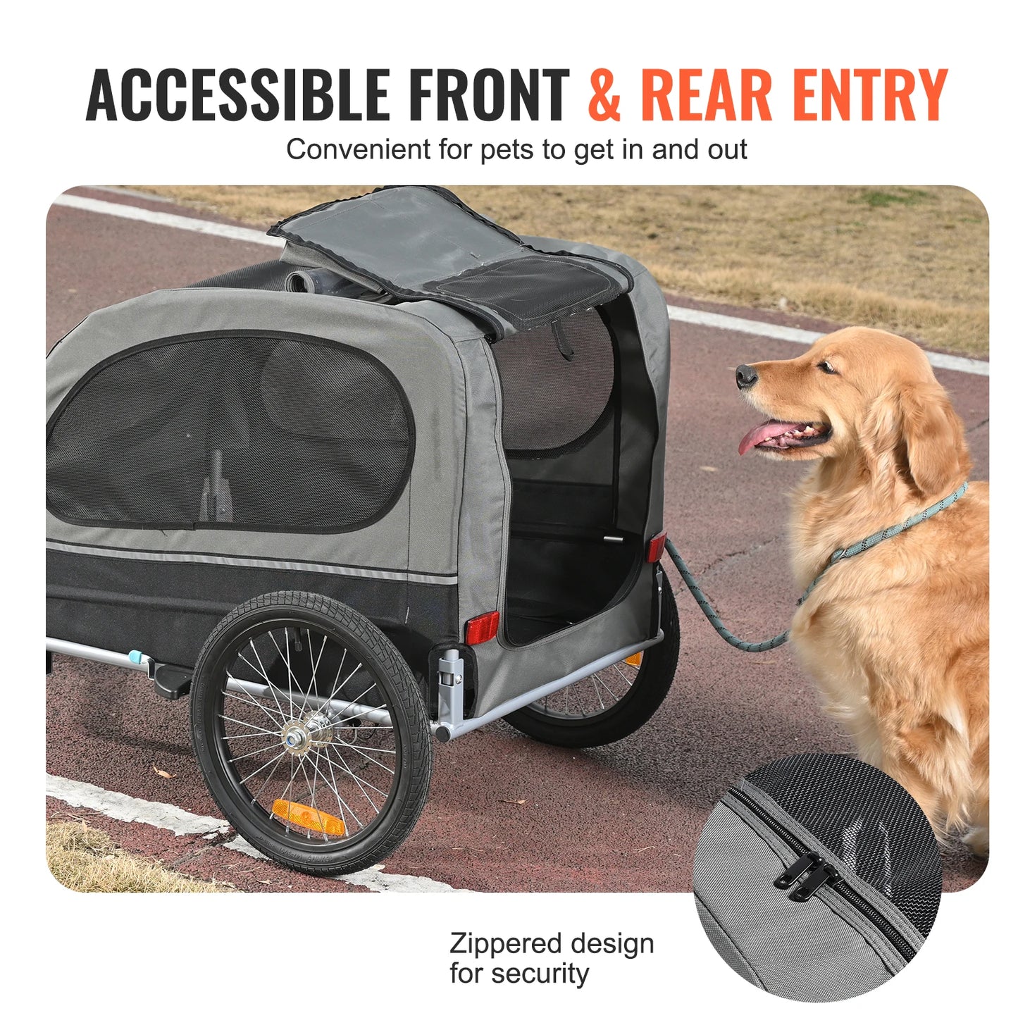 SucceBuy 88 lbs Dog Bike Trailer Pet Cart Bicycle Carrier with Wheels, Coupler, Reflectors, Flag, Collapsible to Store for Dogs