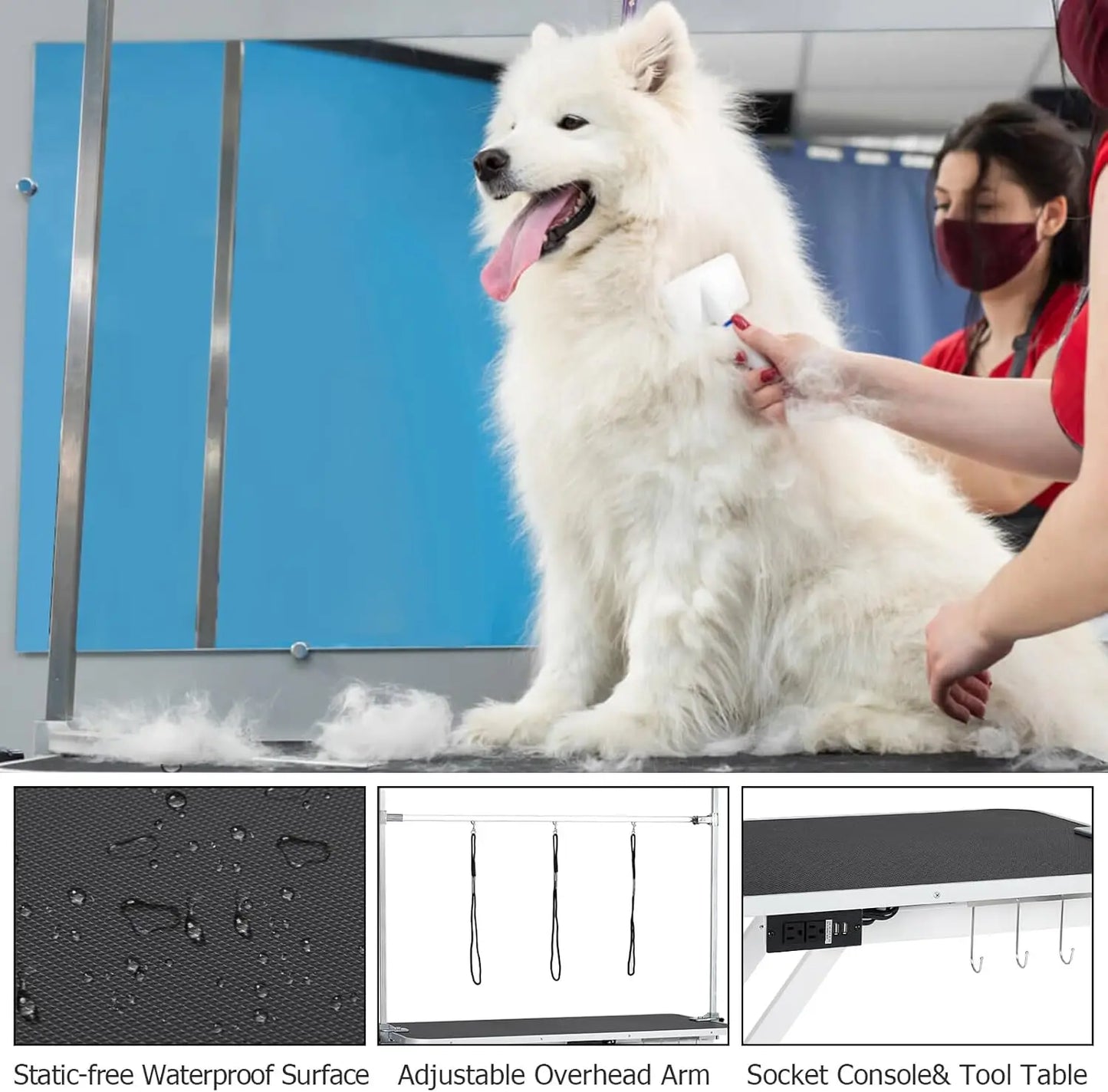 50Inch Electric Pet Grooming Table, (9"- 40") Height Adjustable X-Type Electric Lift Dog Grooming Table for Large Dogs,