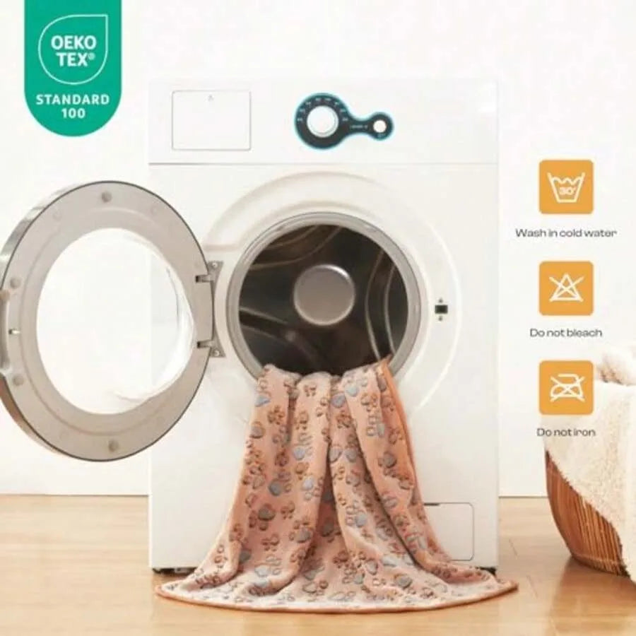 【New Arrival】Soft Flannel Pet Blanket, Paw Print Warm Throw for Dogs Cats, OEKO-TEX Certified Cozy Bed Cover