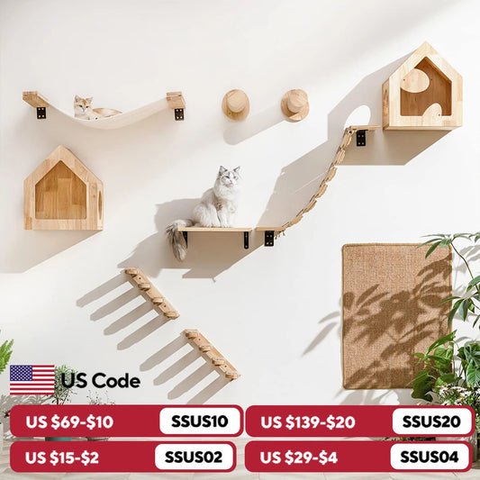 Cat Climbing Shelf Wall Mounted Four Step Stairway With Sisal Scratching Post For Cats Tree Tower Platform Jumping Pet Furniture
