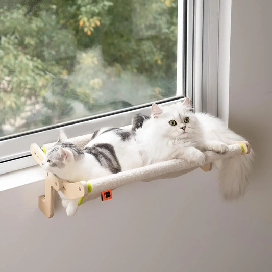 Cat Window Perch Lounge Mount Hammock Window Seat Bed Shelves for Indoor Cats
No Drilling No Suction Cup Large Beige
