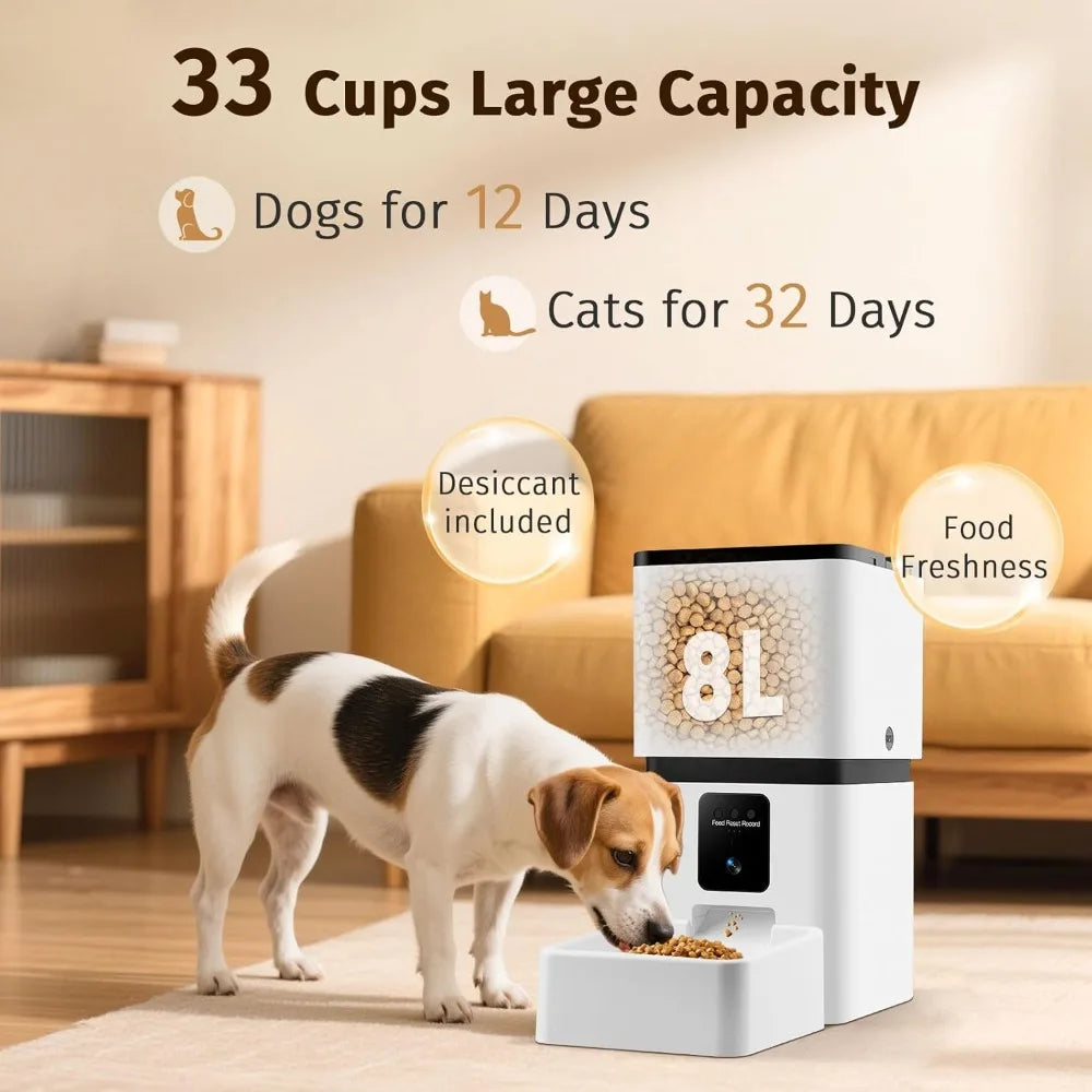 Automatic Feeder with Camera WiFi: 5G App Control Easy Setup Food Dispenser - HD 1080P Video Recording Timed Pet Feeder