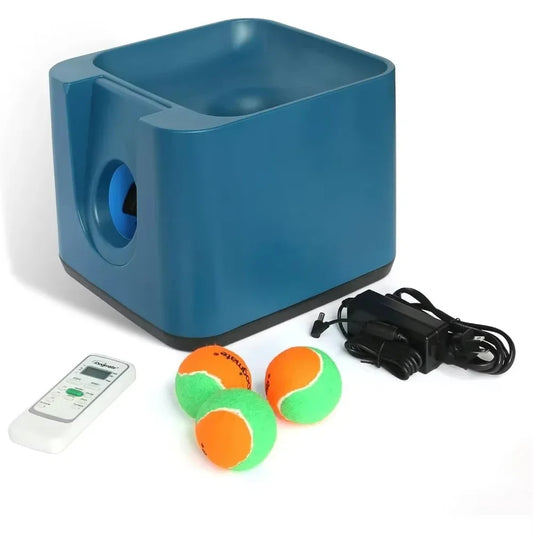Automatic Dog Ball Launcher - Rechargeable Tennis Ball Thrower for All Sized Dogs - Remote Control - 3 Balls Indoor/Outdoor Toy
