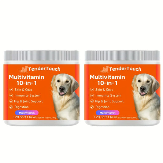 240 Chews - 2 Pack(2 x 180g/6.35oz) 360g/12.7oz - TenderTouch Multivitamin Dog Supplement, Digestive Enzymes, Grain Free Dog