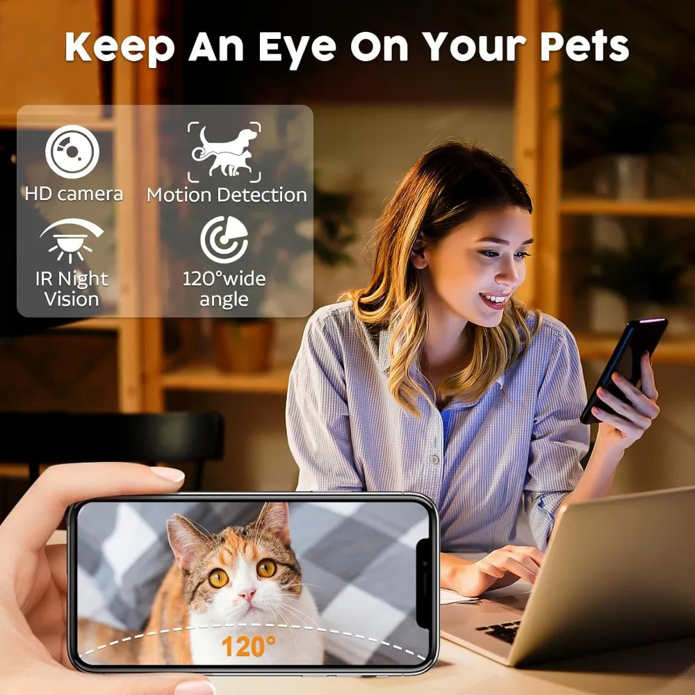 Automatic Feeder with Camera WiFi: 5G App Control Easy Setup Food Dispenser - HD 1080P Video Recording Timed Pet Feeder