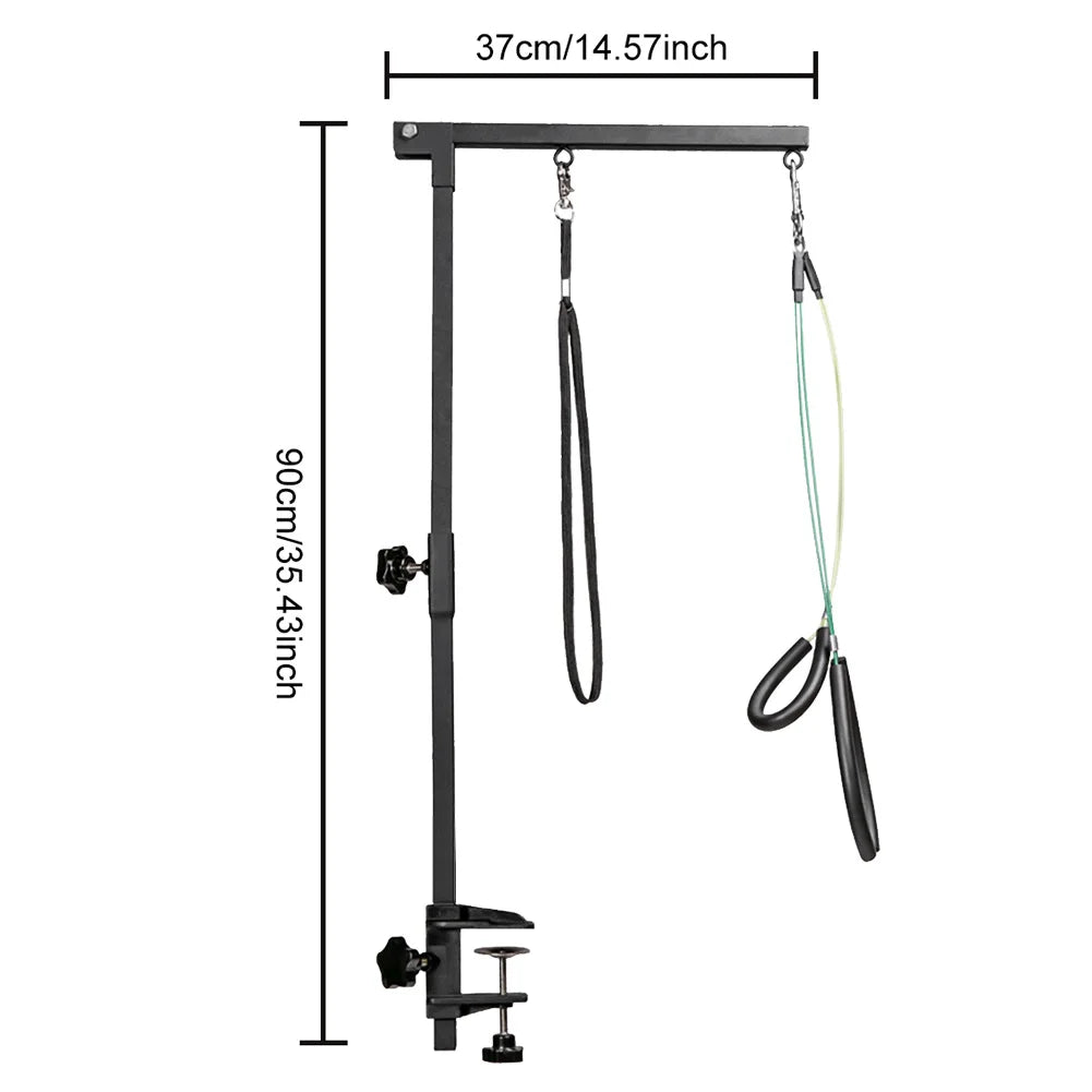 Dog Shower Stand Stainless Steel Pet Dog Grooming Table Bracket Arm with Restraint Rope Telescopic Pet Grooming Stand with Sling