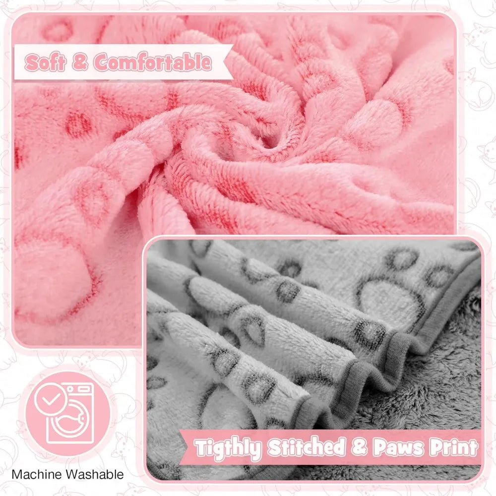 12 Pieces Pet Blanket Soft Fleece Dog Fluffy Doggie Warm Felt Throw Spring Cute Paw Print Puppy Kitten Sleep Mat Bed Covers for