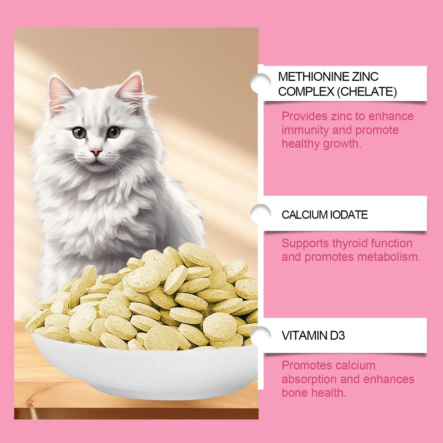Cats Pet Mood Relaxer Micronutrient Tablets For Cats Supplement With Vitamins For A Balanced Cats Diet Nutritional Supplement
