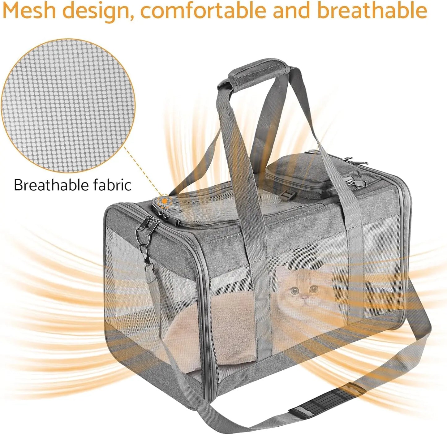 Airline Approved Pet Carrier for Cats Dogs Soft Travel Bag with Breathable Honeycomb Board,Removable Support Board for Vet