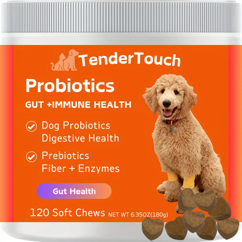 120 Chews - (1 Pack x 180g/6.35oz)  180g/6.35oz - TenderTouch Probiotics for Dogs, Dog Probiotics for Digestive Support