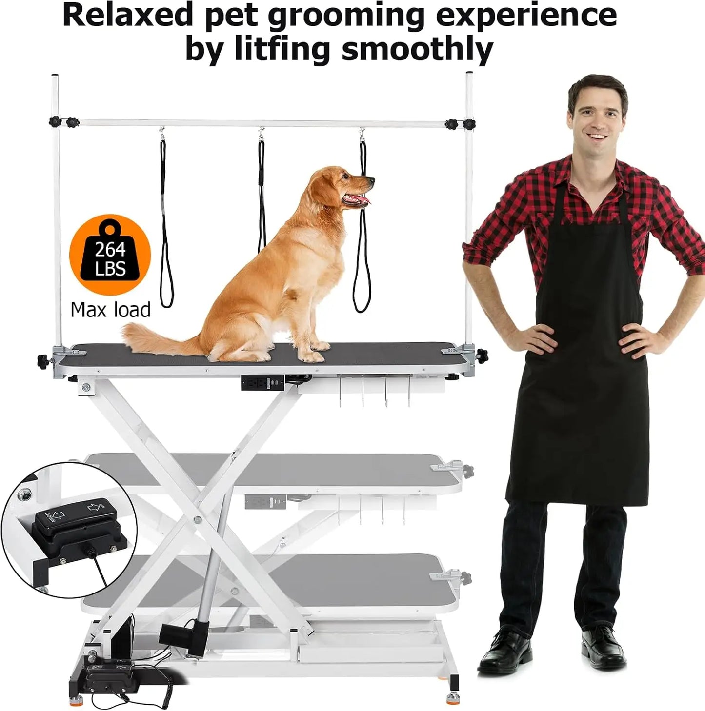 50Inch Electric Pet Grooming Table, (9"- 40") Height Adjustable X-Type Electric Lift Dog Grooming Table for Large Dogs,