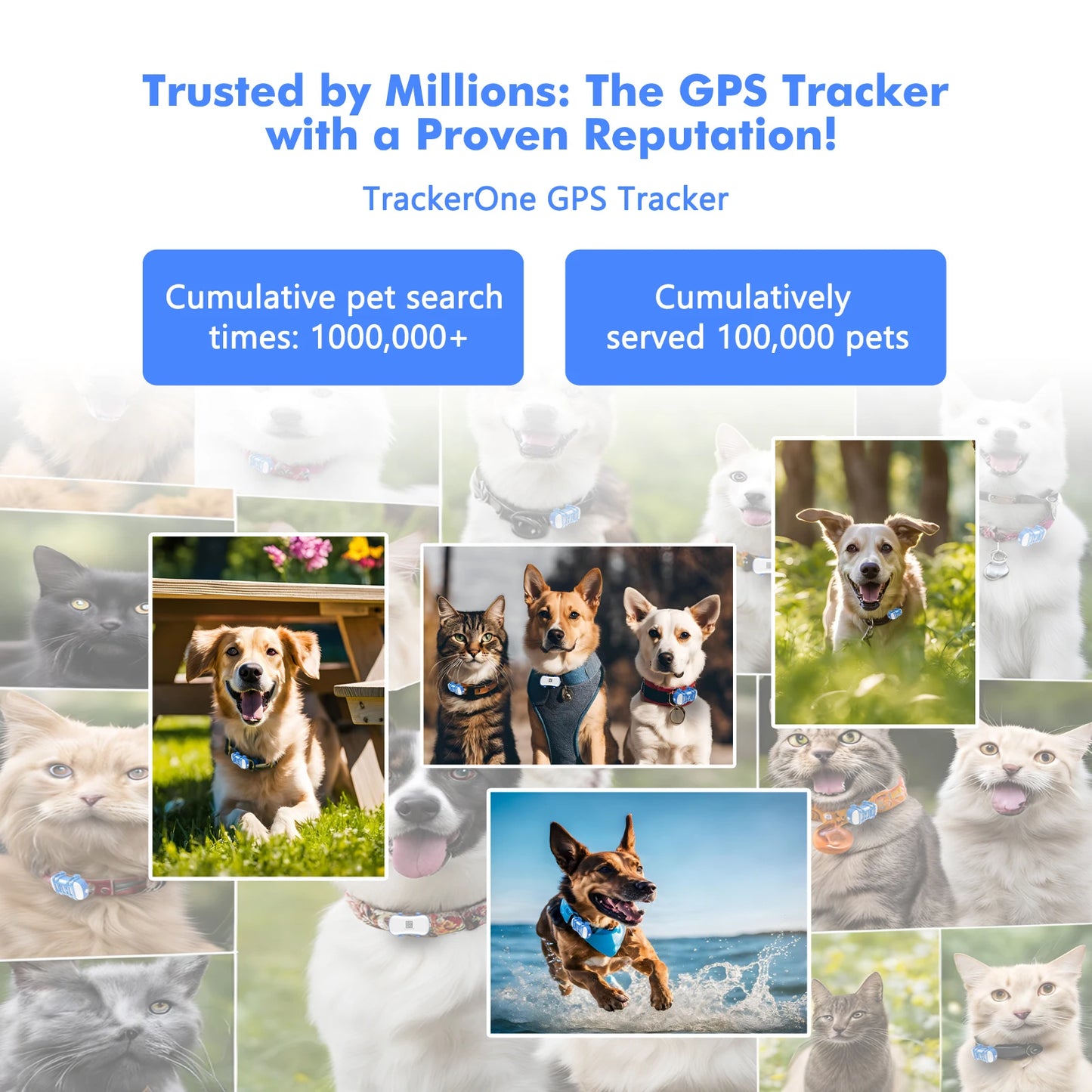4G Dog Cat GPS Tracker for Pets - Waterproof Smart Locator with App, Live Tracking & Light/Sound Search, Free Trial Included