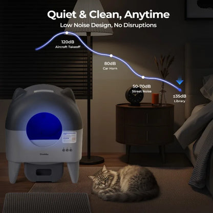 Automatic Cat Litter Box Extra Large Self Cleaning Litter Box with APP Control Odor Control for Multi-Cat Compatible