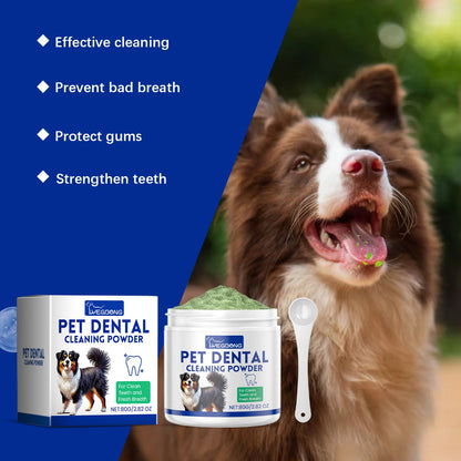 Dog Teeth Cleaning Powder Gentle Remove Teeth Stains Prevent Tartar and Plaque Eliminate Bad Breath Pet Teeth Cleaner