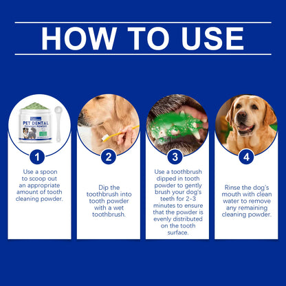 Dog Teeth Cleaning Powder Gentle Remove Teeth Stains Prevent Tartar and Plaque Eliminate Bad Breath Pet Teeth Cleaner