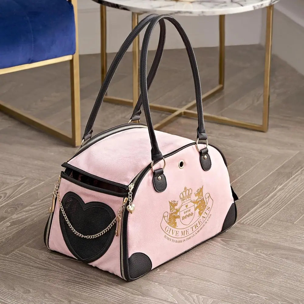 Give Me Treats Pet Carrier - Stylish Pink Travel Bag for Small Dogs and Cats