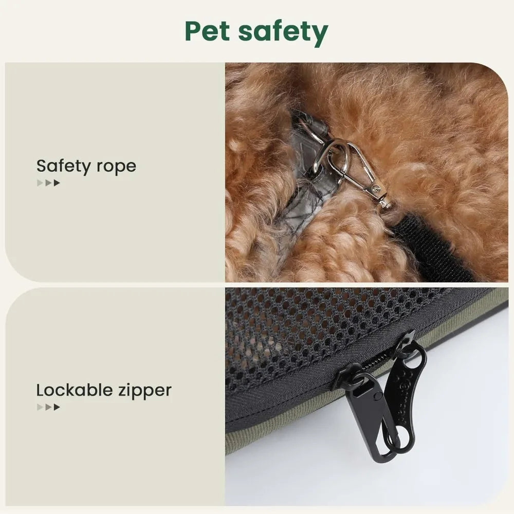 Lightweight Dog Car Carrier 24x17.7x20.5in, Easy Assembly, Portable & Breathable Foldable Pet Crate with Curtain, Green