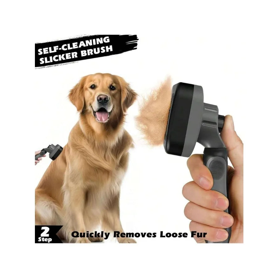 【New style】3PCS Self-Cleaning Slicker Brush, Pet Grooming Rake and Bath Brush For Dogs, Cats And Horses Double-Sided Dematting