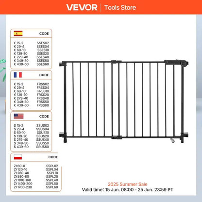 VEVOR Baby Gate 29.5-43 Inches Adjustable Width 28 Inches High Dog Gate No Threshold Bar Easy Step Walk for Child Pet Security