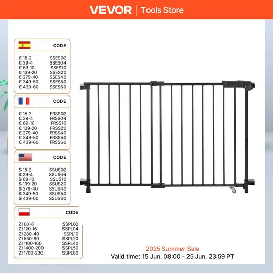 VEVOR Baby Gate 29.5-43 Inches Adjustable Width 28 Inches High Dog Gate No Threshold Bar Easy Step Walk for Child Pet Security
