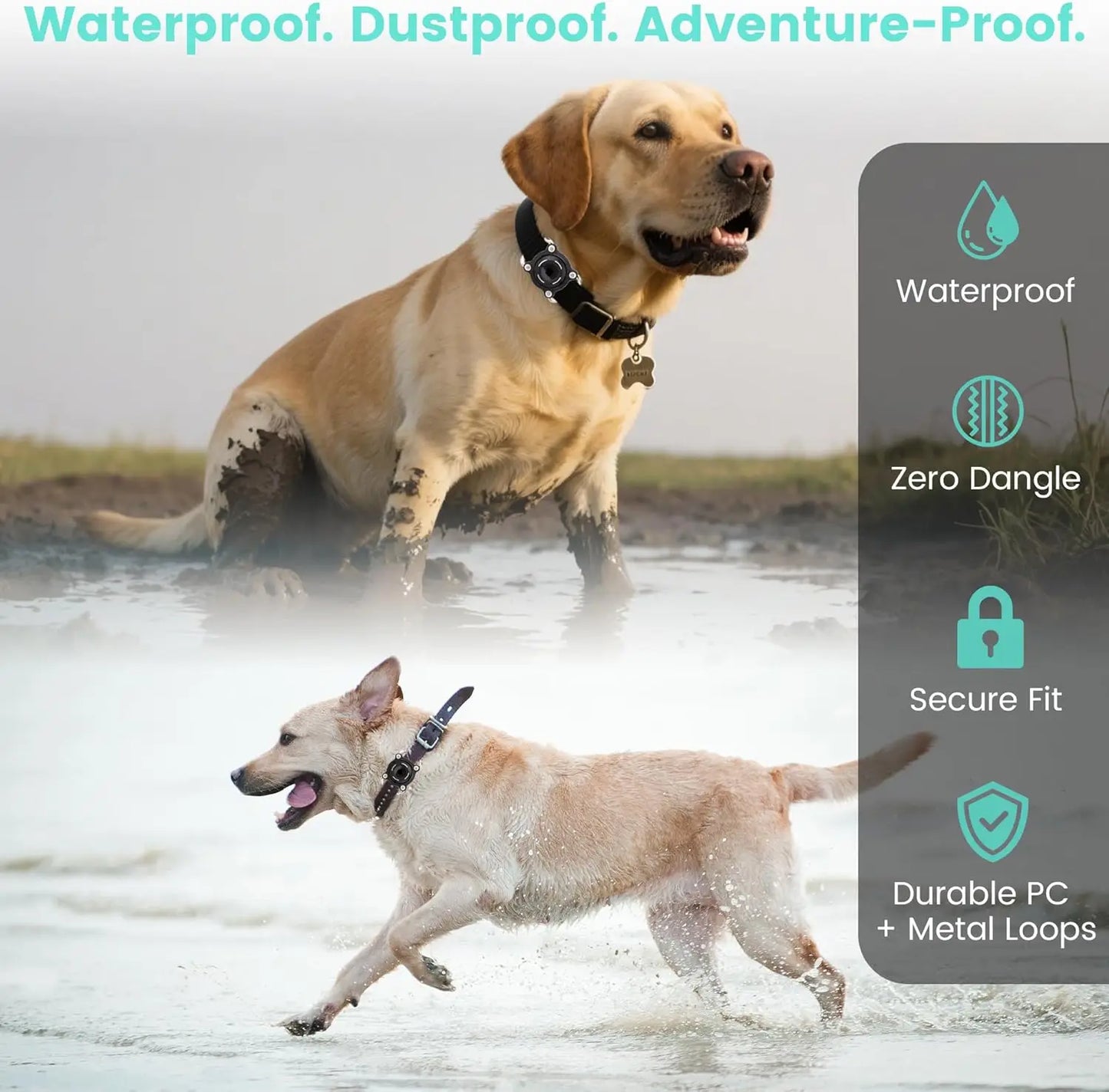 Waterproof Dog Collar Holder for Airtag - Durable, Shockproof Case for Pets, Anti-Loss GPS Tracker Cover