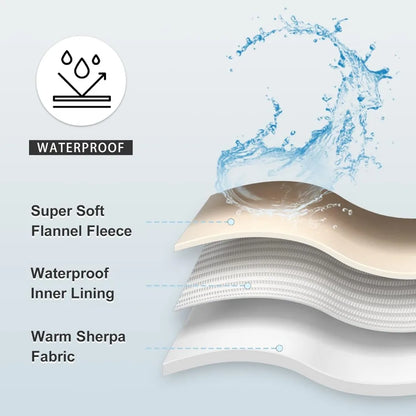 Waterproof Blanket for Bed Couch Sofa, Soft Liquid Pee Proof Pet Blanket for Dog Puppy Cat, Reversible Sherpa Fleece Furniture P