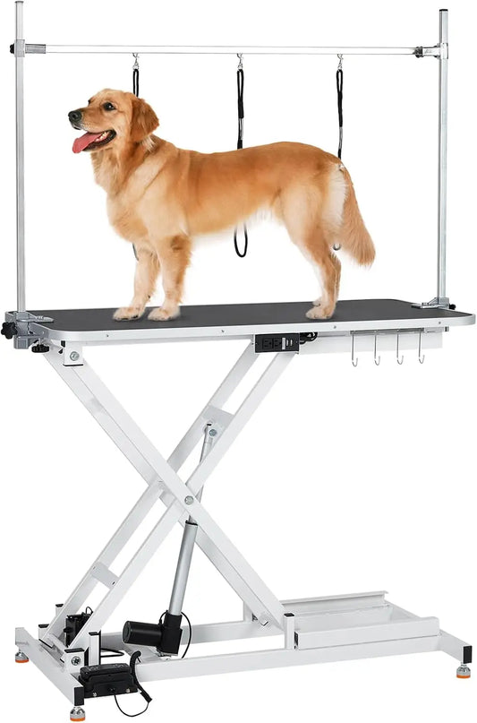 50Inch Electric Pet Grooming Table, (9"- 40") Height Adjustable X-Type Electric Lift Dog Grooming Table for Large Dogs,