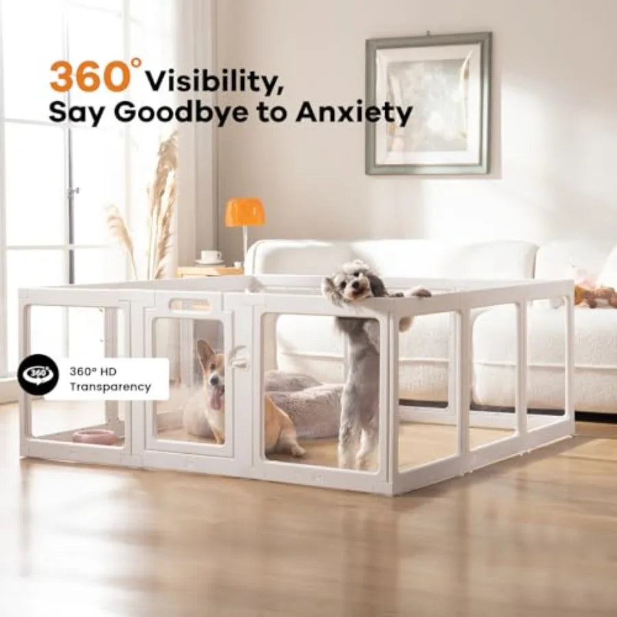 Clear Acrylic Dog Playpen Indoor Puppy Cat Small Pet Play Pen Pet Cat Playpen for Rabbits Dog Fence Crate Kennel Whelping Cage
