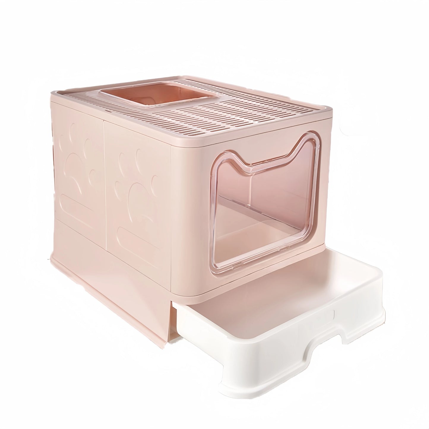 Convenient Foldable Litter Box: Drawer Design with Scooper for Easy Cat Waste Management