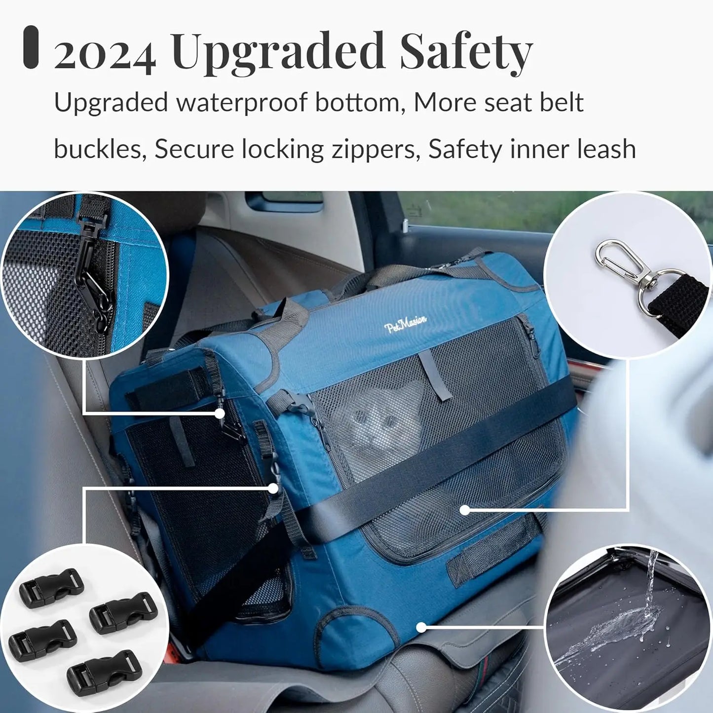 Extra Large Cat Carrier for 2 Cats, Collapsible Soft Sided Pet XL Crate for Large Mudium Big Cat 20lbs+, Car Travel Portable