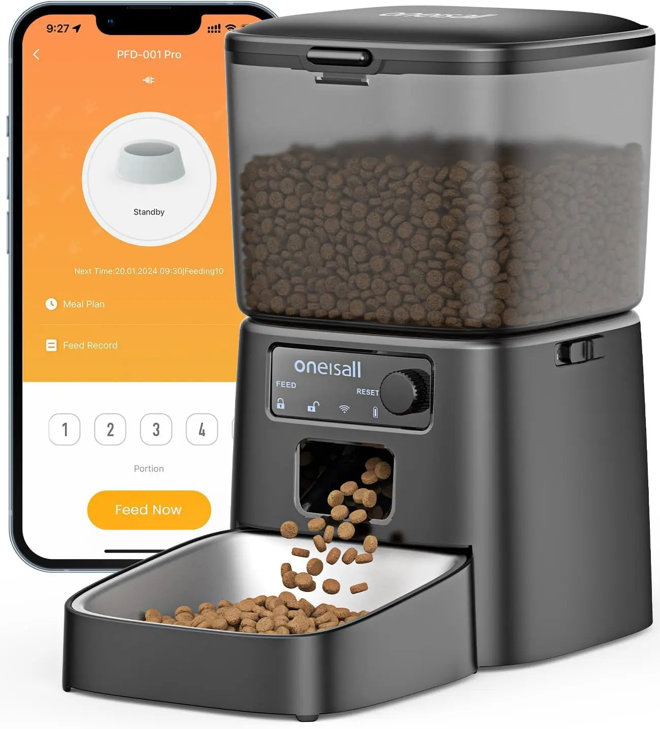 Smart WiFi Cat Feeder, 12 Cups/3.5L Automatic Dispenser with App Control, Timed Portion Control for Small Pets