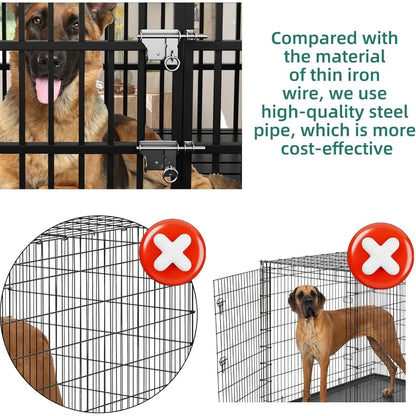 Heavy Duty Dog Crate for Large Giant Dogs, Metal Pet Cage Dog Kennel with Roof Strong Playpen, 54'' Dog Cage with Sturdy Latches