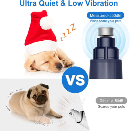 NPET Dog Nail Grinder with Guard, 2 Speed Pet Nail Trimmer with LED Light Powerful Paw Grooming for Small Medium Cats, Dogs