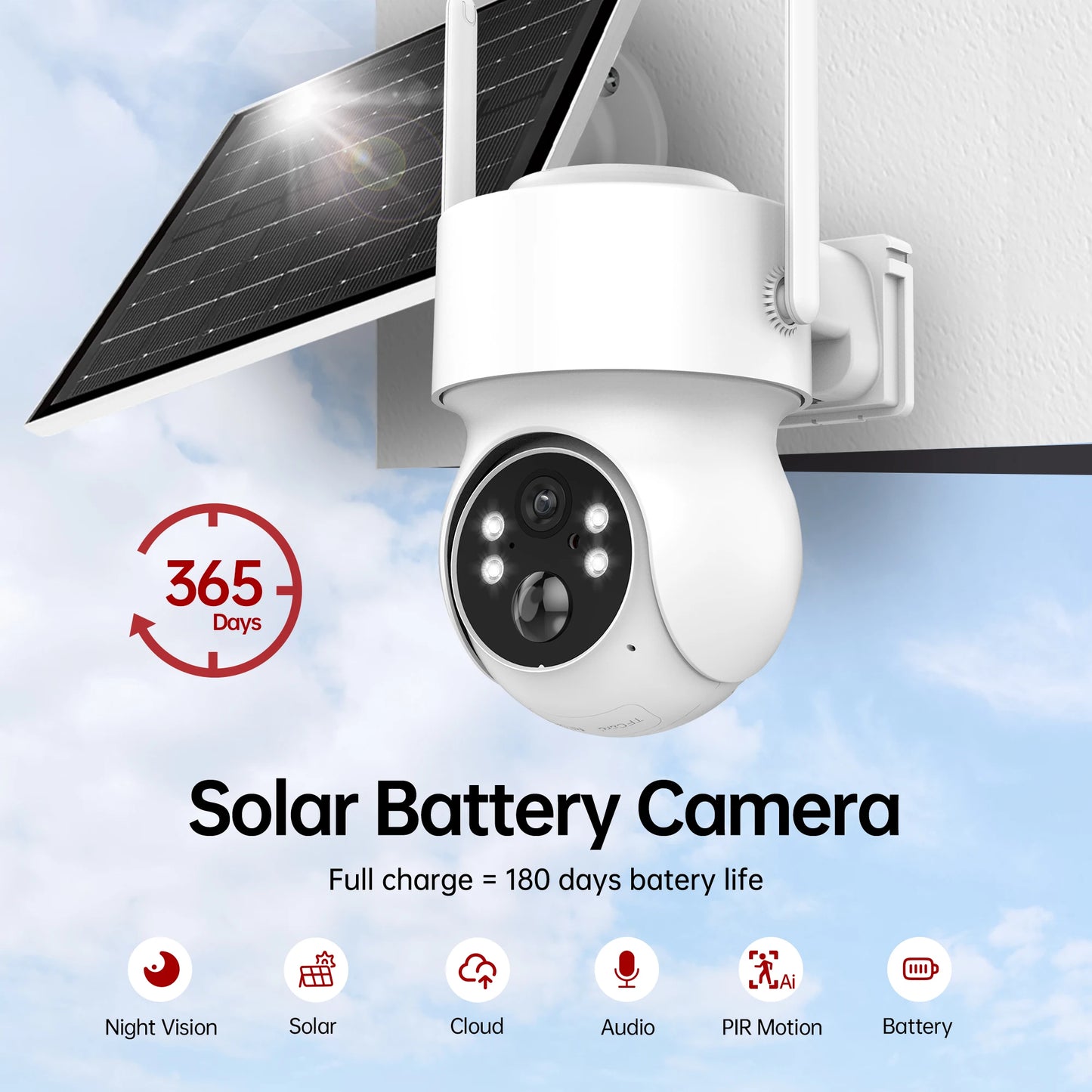 4MP Wireless Solar Camera Wifi Outdoor PIR Human Detect Surveillance Camera Solar panel Rechargeable Battery Security Cameras